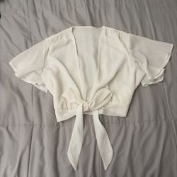 White flowy crop top blouse