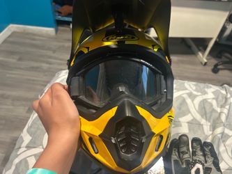 Helmet with gloves