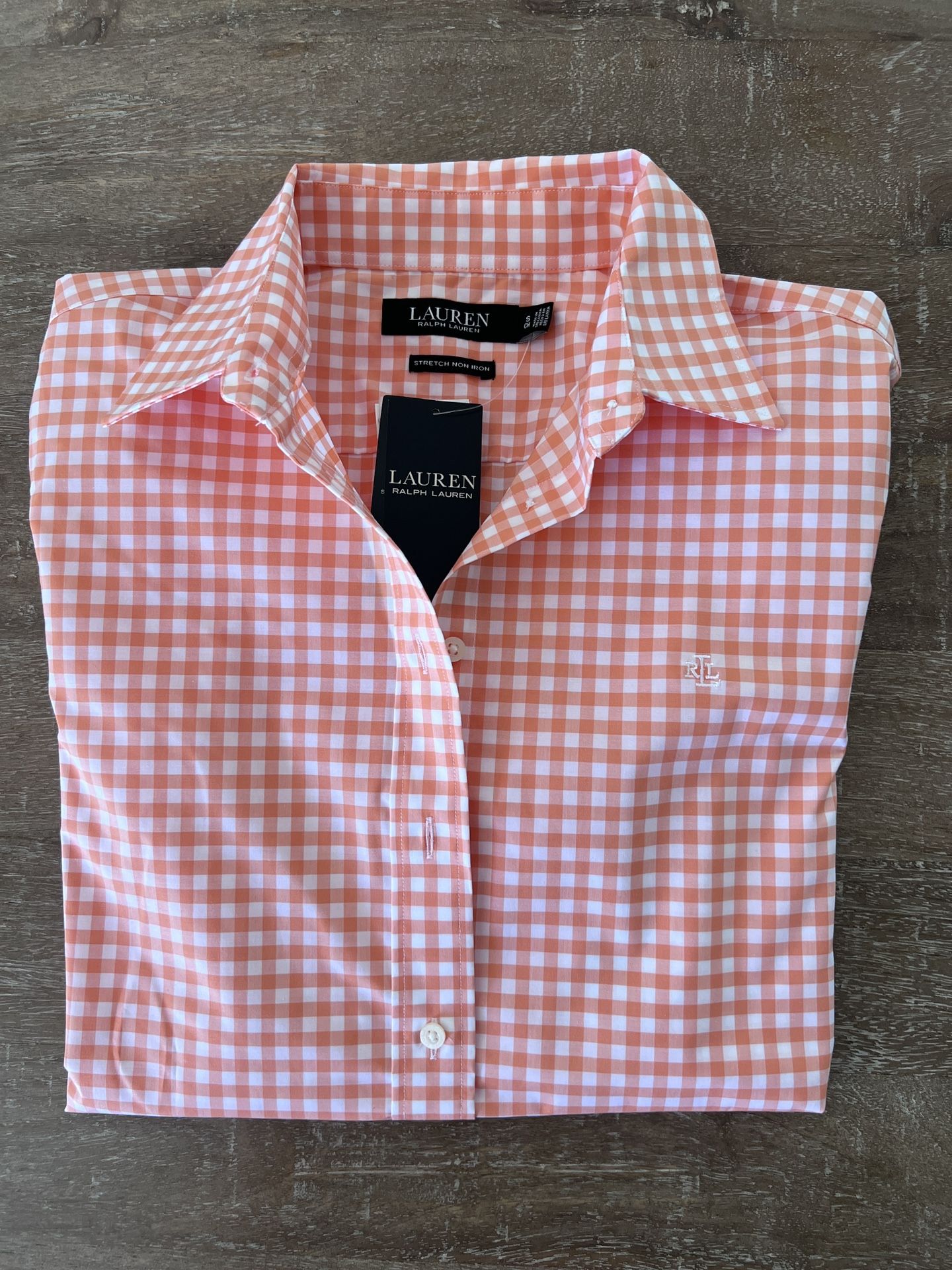 New With Tags Ralph Lauren Women’s Easy Care Gingham Cotton Shirt