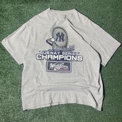 Vintage Grey MLB Baseball New York Yankees Subway Series Champions Lee Sport Tag Size XL Men Pre Owned 