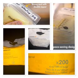 New Medela Breast Milk Storage Bags 200 Count 6oz/180ml