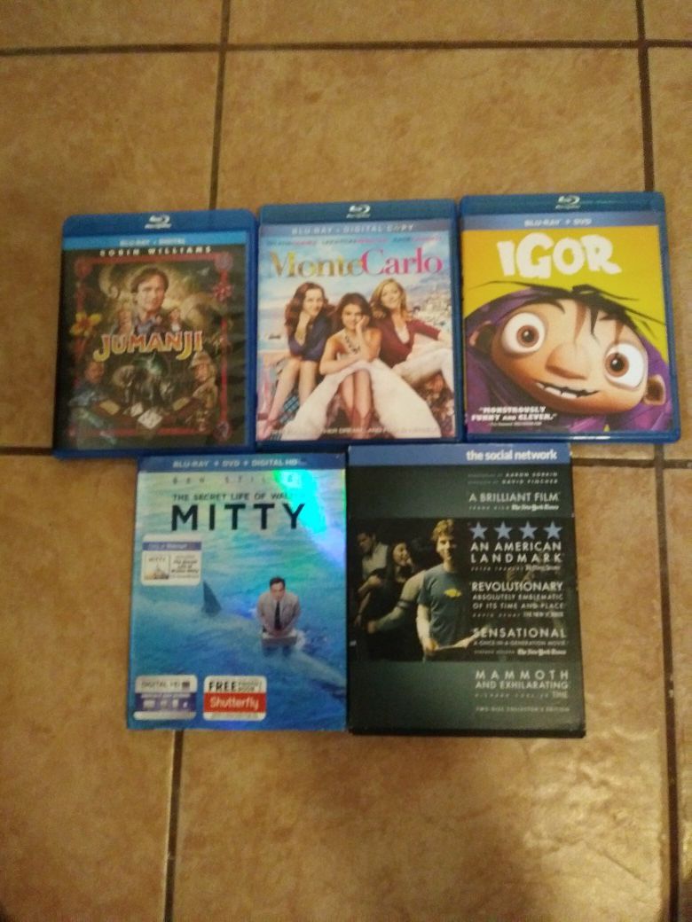 Blu ray DVDs.