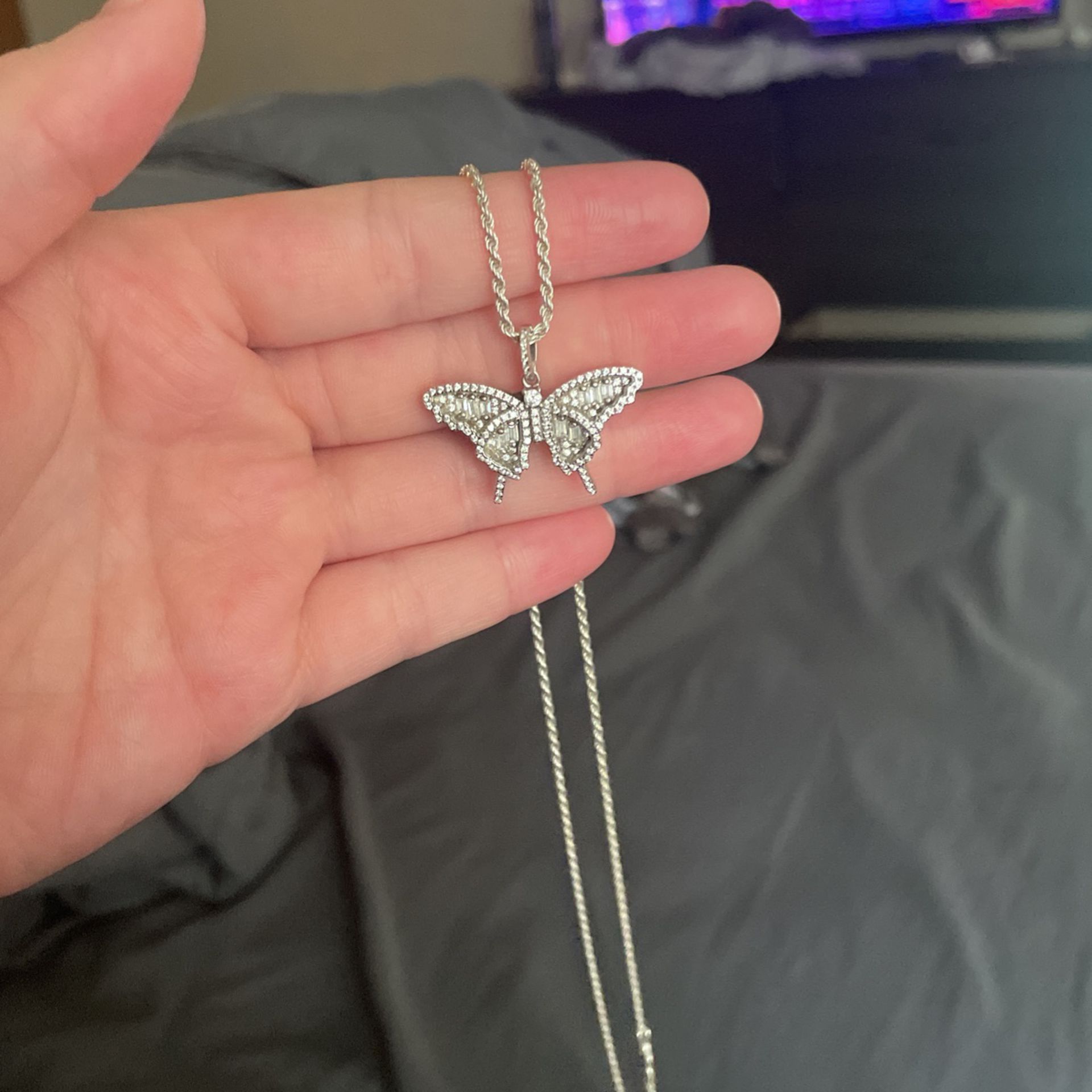 Sterling Silver Necklace With Swarovski Crystal Butterfly