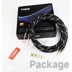 TODN Speaker Cable with Banana Plugs and Spade Plugs, Copper Core, Dual Shielded, Hi-Fi Sound,