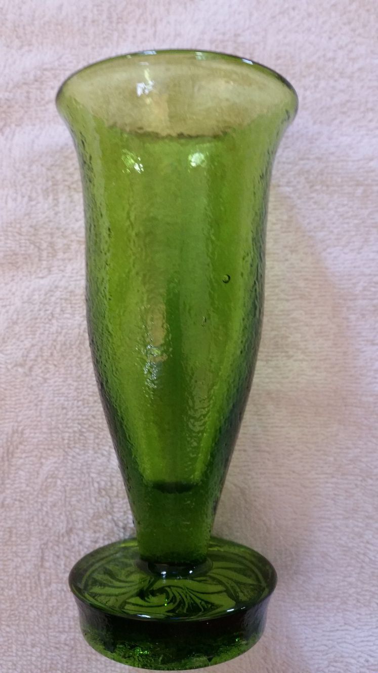 Unique Antique Green Glass Cemetery Memorial Replacement Vase
