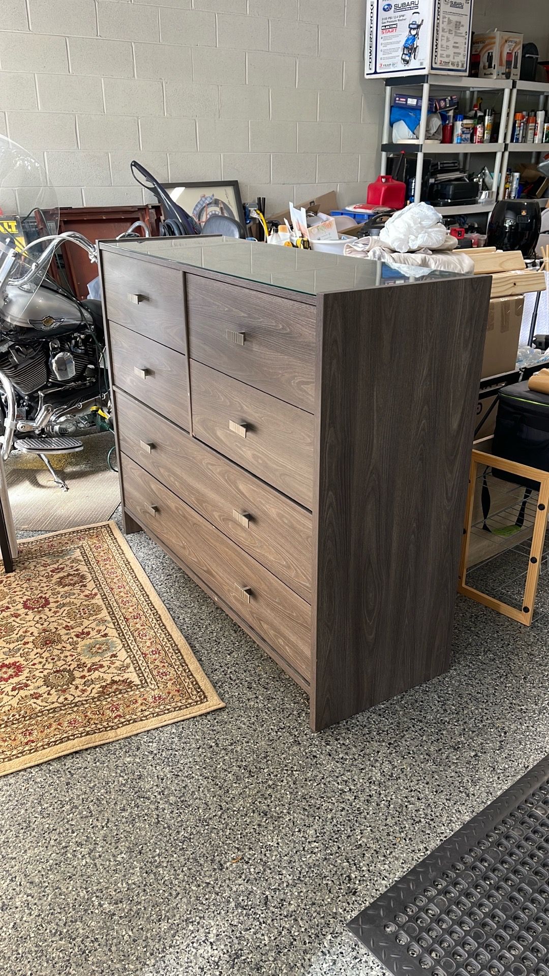 Dresser with attachable mirror