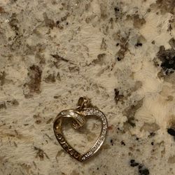 14K Yellow Gold Diamond Heart Pendant 