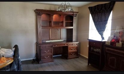 Dark Wood Executive Desk with Hutch