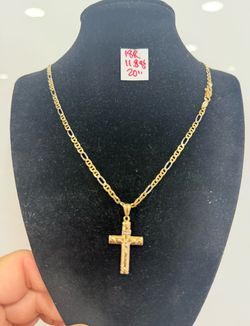 18K Solid Gold Chain and Pendant For Wedding 11.8Gr 20 Inches Long