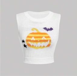 Halloween Pumpkin Knit  Sweater Vest