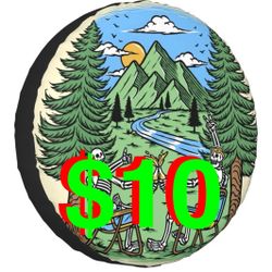 Skull Camping Spare Tire Cover Waterproof Dust-Proof Universal Wheel Tire Covers Fit for Trailer Rv SUV Truck Camping Accessories 17 inch