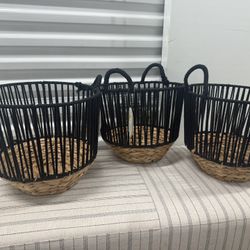 New set of 3 Rope Cotton Woven baskets