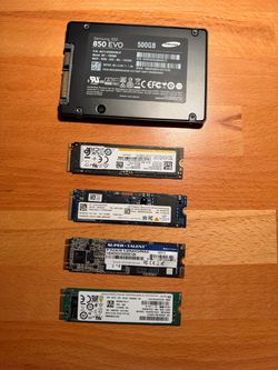 512GB SSDs – M.2 NVMe, M.2 SATA & 2.5" SATA – Tested Healthy (5 Available)