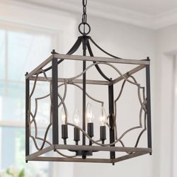 LNC HOME Modern Farmhouse Chandelier, Lantern Chandelier NEW