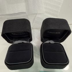 Two Empty Black Velvet Ring Boxes