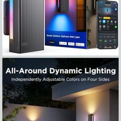 Govee Outdoor UpDown Wall Light, 1 Pack, 1200LM RGBICWW Smart Porch Lights Outdoor with 64 Scene Modes, IP66 Waterproof Wall Sconce for Outdoor Decor,