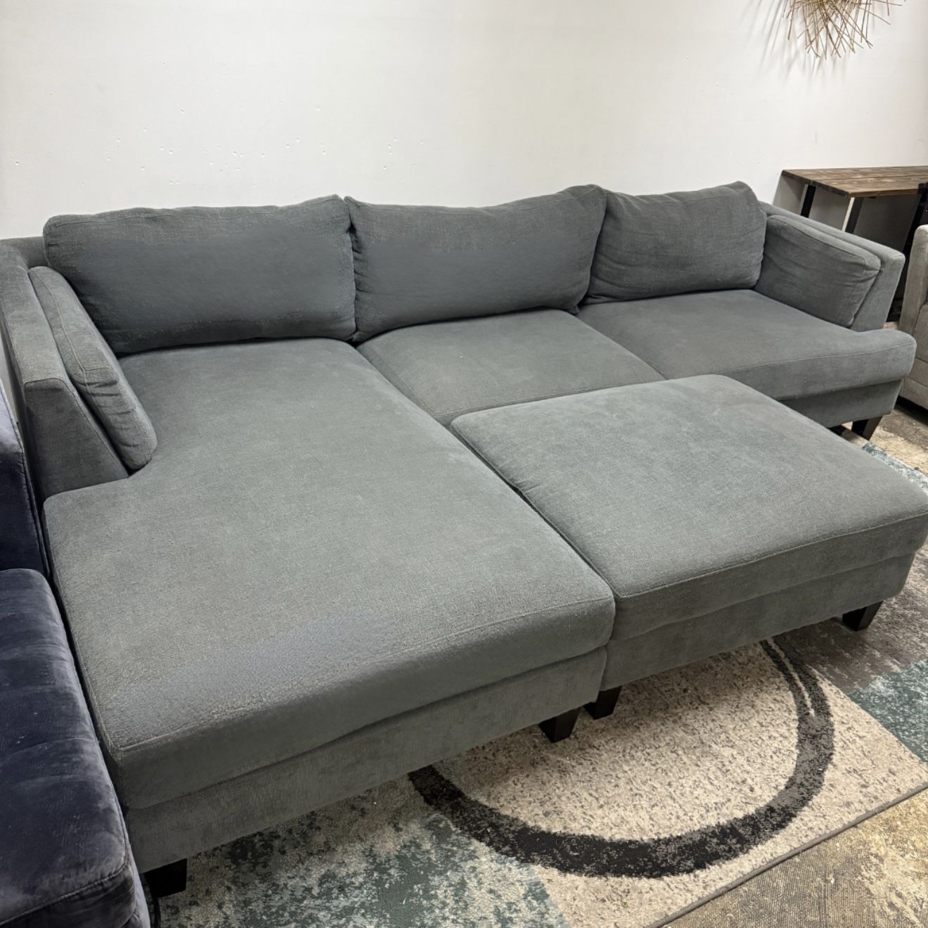Gray Sectional Sofa Free Delivery Couch Set With Ottoman