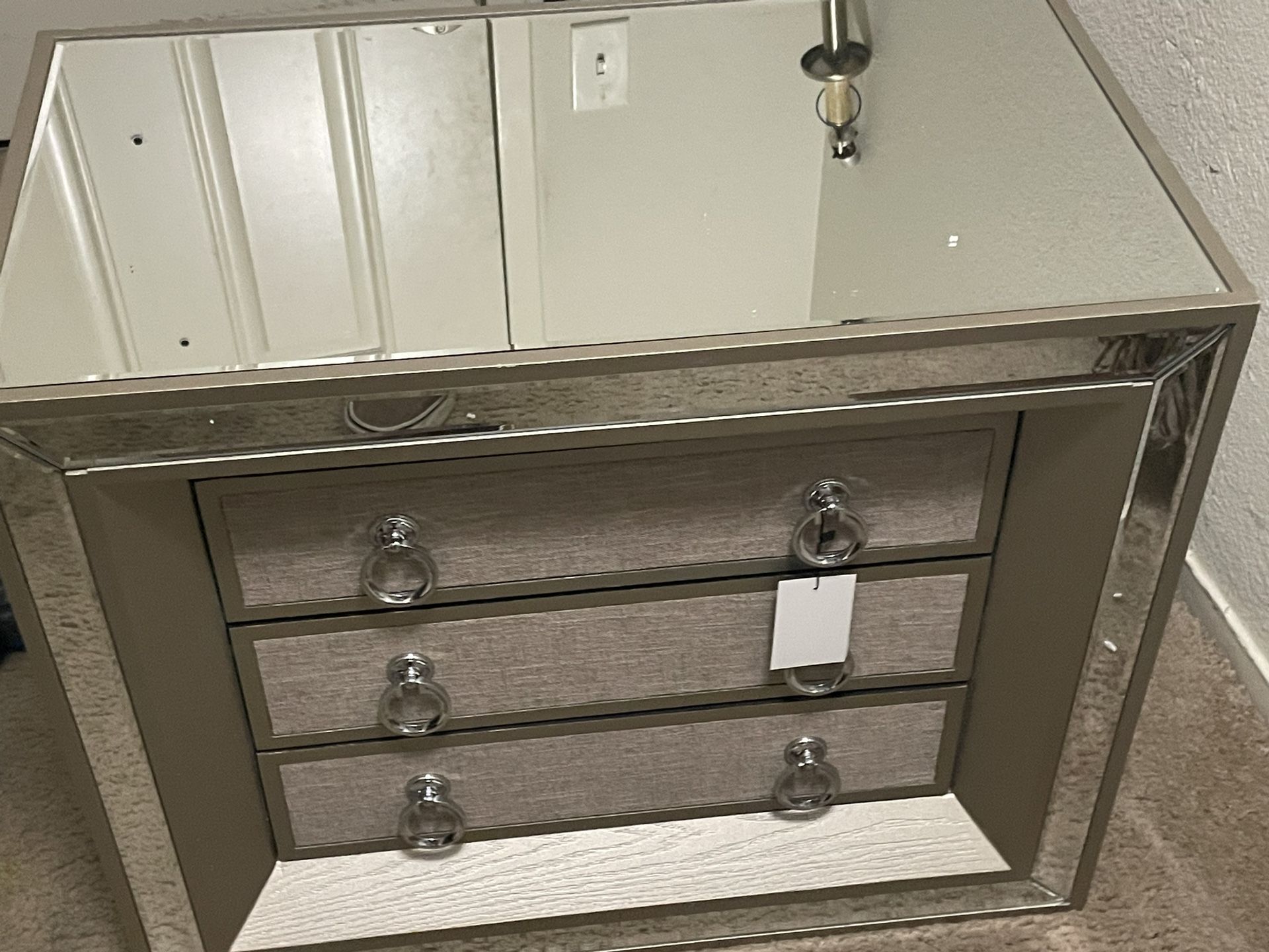 Mira Mirrored 3-Drawer Accent Tables