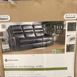 Top Grain Black Leather Recliner Sofa