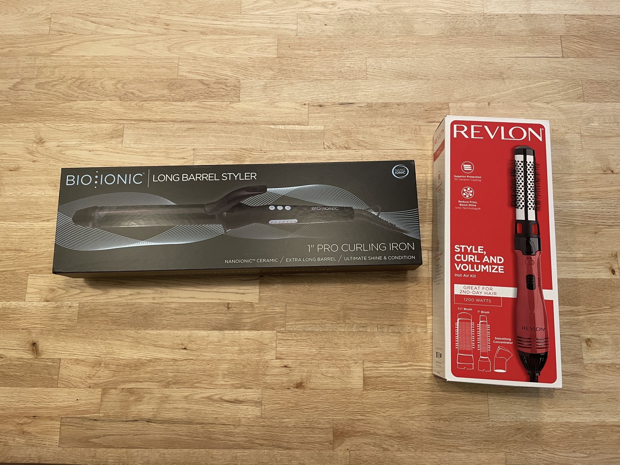 Curling Iron, 1" long barrel styler & Revlon Hot Air Brush