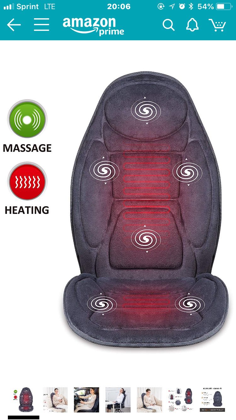 SNAILAX Vibration Massage Seat Cushion with Heat 6 Vibrating Motors and 3 Therapy Heating Pad, Back Massager, Massage Chair Pad for Home Office Car u