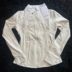 Lululemon Define Jacket Nulu Light Ivory With Gold Zipper Size 2