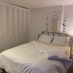 Almost New Queen Size Mattress With Frame 