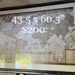 Large Framed Map Wall Art