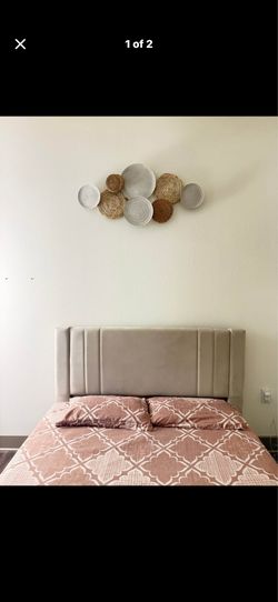 Woven Rattan & Ceramic Plate Wall Sculpture