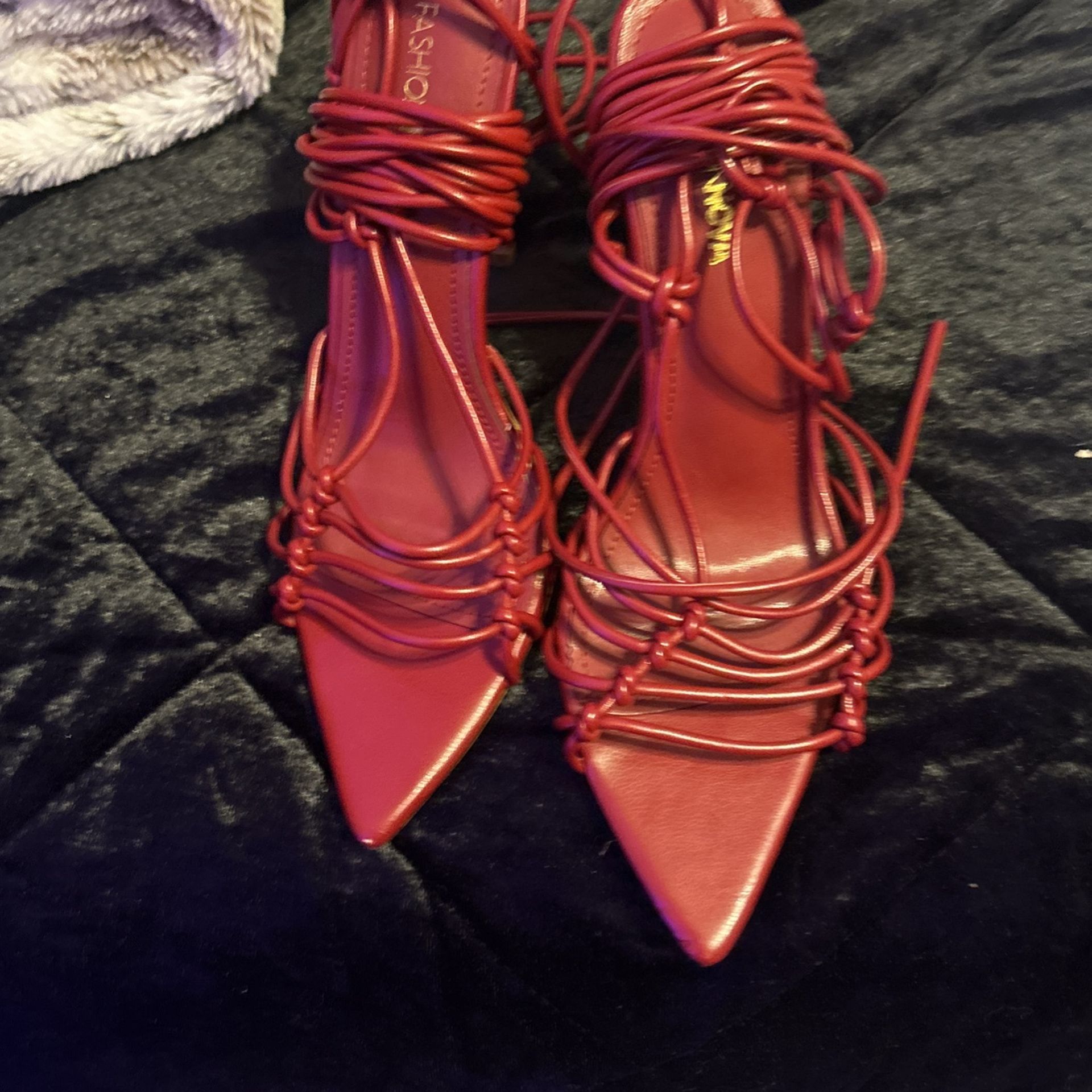 Red Lace Up Heels
