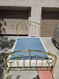 Gold Queen Size Bed Frame and Box Spring