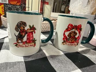 Christmas Dachshund Ceramic Mugs Set of 2