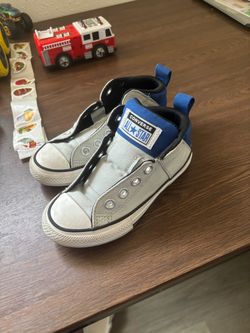 Grey and blue converse for kids