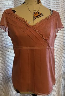 VTG 90s Y2K ANN TAYLOR Top Silk Pink Babydoll Ruffle Whimsy Fairy Coquette 10