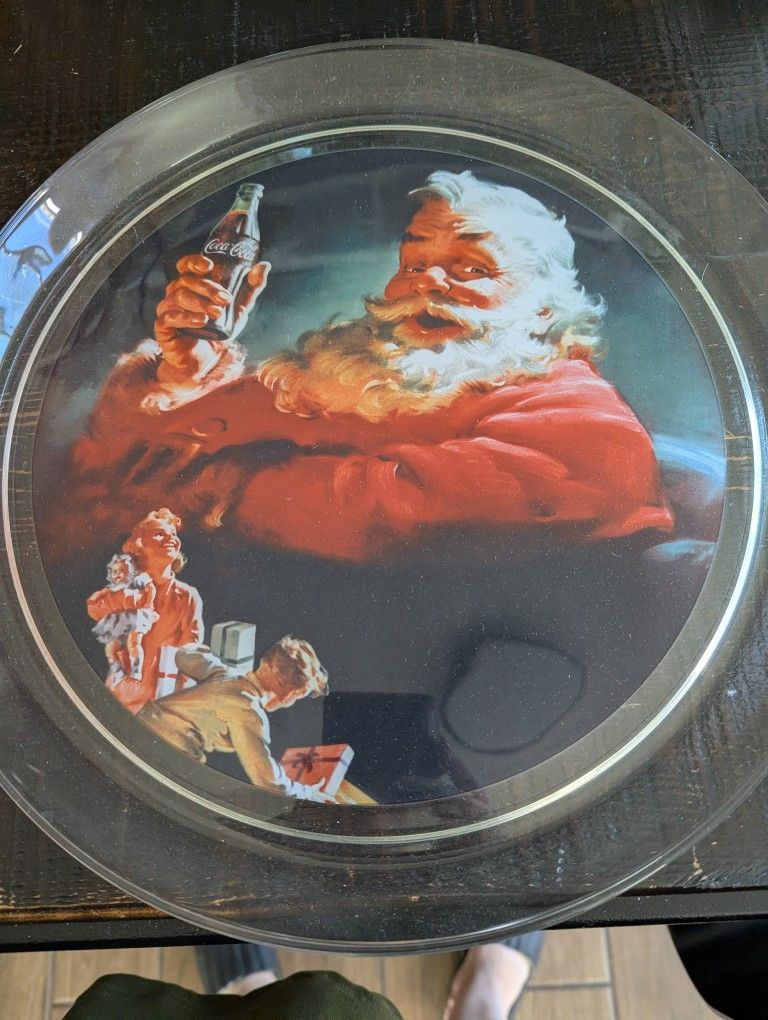 Santa Claus Coca-Cola Platter Glass