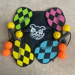 New Pickleball Paddles Set of 4 and Balls