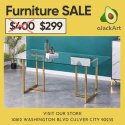 Large Glass Rectangle Dining Table For 6 People