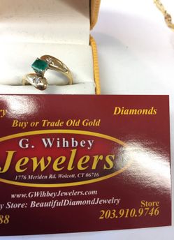 14 Kt Genuine emerald & diamond ,ring