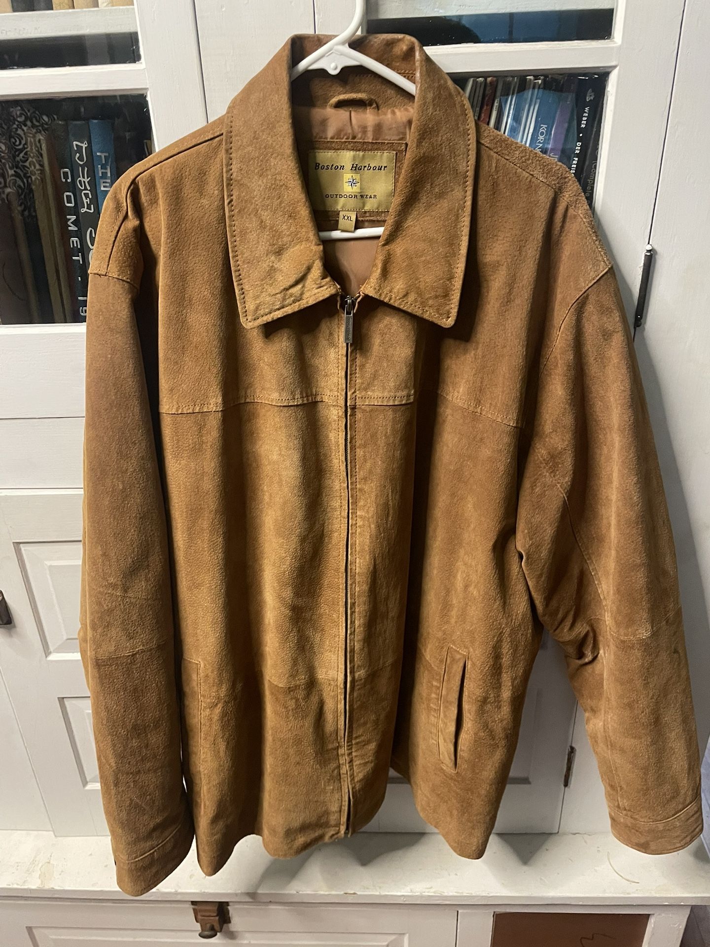 Boston Harbour Outdoor Wear Suede Leather Jacket Men's XXL Tan Brown Full Zip VG