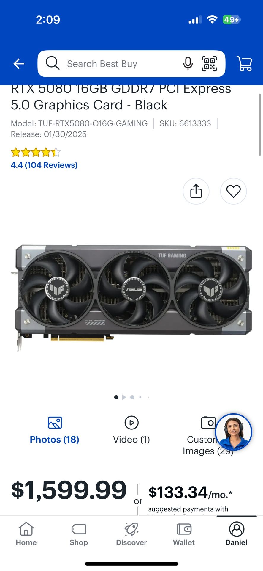 Used 5080 16gb TUFF ASUS Brand