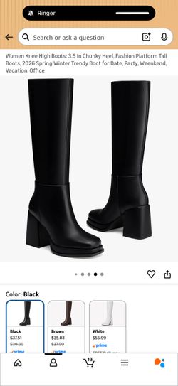Women knee high boots chunky heel
