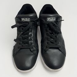 POLO MENS RALPH LAUREN 11.5 FASHION SNEAKERS Black / WHITE #(contact info removed)08