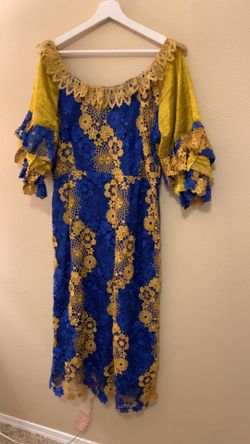 Handmade African Lace & Silk Traditional Dress – Size 12/14 (Tailored)