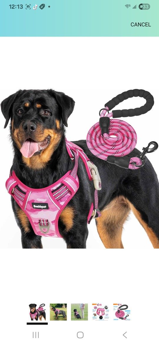 Heavy Duty Tactical Dog Harness Xl Pink $15