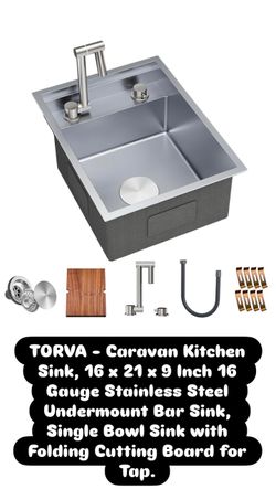 TORVA - Caravan Kitchen Sink, 16 x 21 x 9 lnch