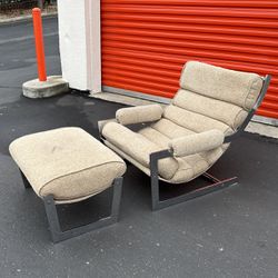 FREE DELIVERY - Vintage Milo Baughman Mid-Century MCM Channeled Scoop Lounge Chair & Ottoman