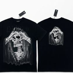 NWT Left Point Deadly Gothic Love Tee - Embellished Skull Heart Hand Sign T-Shirt
