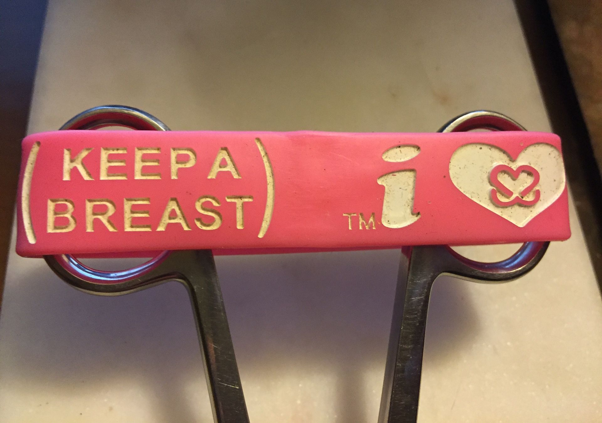 Keep a Breast (pink/ white) “I Love Boobies” Bracelet for Sale in