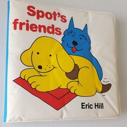 Vinyl Bath Tub Book Spots Friends by Eric Hill Vtg 1984 Cute Dog Soft Baby Book