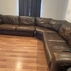 Brown Leather Sofa Sectional Set